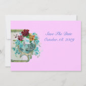 Invitation ROMANTICA 3 Fleur Bleue Rose Fête de Mariage (Dos)