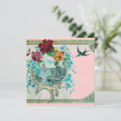 Invitation ROMANTICA 3 Floral Blue Rose Wedding Party (Debout devant)