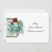 Invitation ROMANTİCA 3 MONOGRAM, Fête de Mariage Bleu Blanc (Dos)