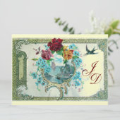 Invitation ROMANTİCA 3 MONOGRAM papier métallisé or (Debout devant)