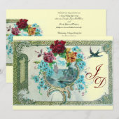 Invitation ROMANTİCA 3 MONOGRAM papier métallisé or (Devant / Derrière)