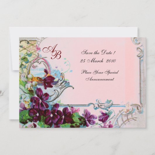 Invitation ROMANTICA  4 MONOGRAM ,Rose (Devant)