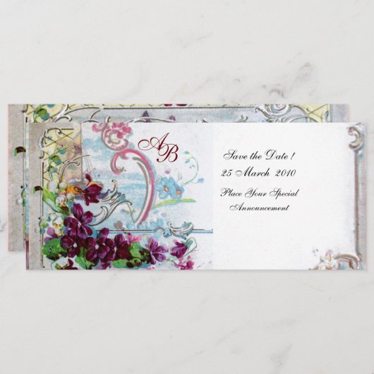 INVITATION ROMANTICA  4 MONOGRAMME (Devant / Derrière)