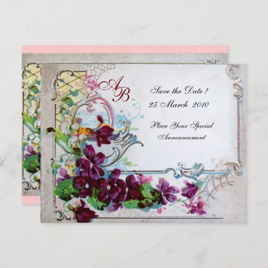 INVITATION ROMANTICA  4 MONOGRAMME 2 (Devant / Derrière)