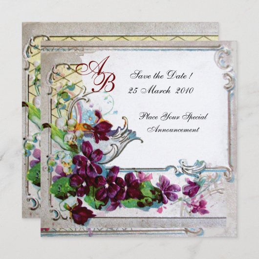 INVITATION ROMANTICA 4 MONOGRAMME 2 (Devant / Derrière)