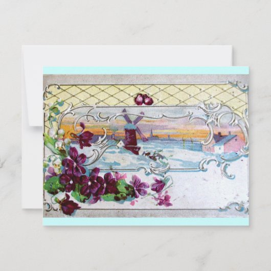 Invitation ROMANTICA  4 MONOGRAMME 2 ,Bleu (Dos)