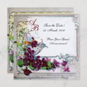 Invitation ROMANTICA 4 MONOGRAMME 2, papier métallisé or (Devant / Derrière)