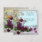 Invitation ROMANTICA 4 MONOGRAMME ,Bleu (Devant / Derrière)