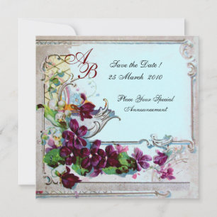 Invitation ROMANTICA 4 MONOGRAMME ,Bleu