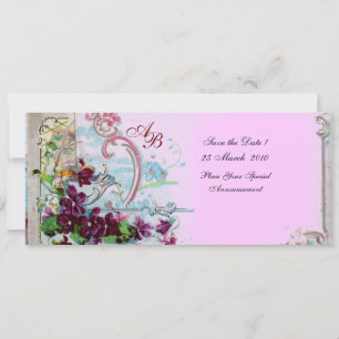 Invitation ROMANTICA  4 MONOGRAMME ,Rose