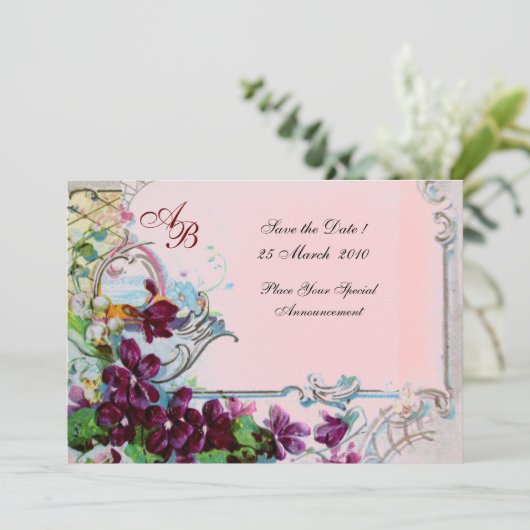 Invitation ROMANTICA  4 MONOGRAMME ,Rose (Debout devant)