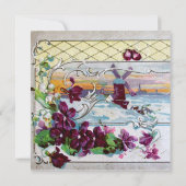 Invitation ROMANTICA 4 MONOGRAMME, Rose (Dos)