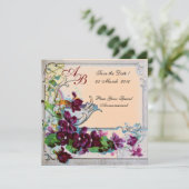Invitation ROMANTICA 4 MONOGRAMME, Rose (Debout devant)