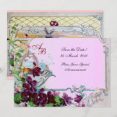 Invitation ROMANTICA 4 MONOGRAMME ,Rose (Devant / Derrière)