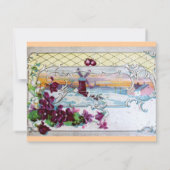 Invitation ROMANTICA 4 MONOGRAMME, Rose (Dos)