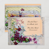 Invitation ROMANTICA 4 MONOGRAMME, Rose (Devant / Derrière)