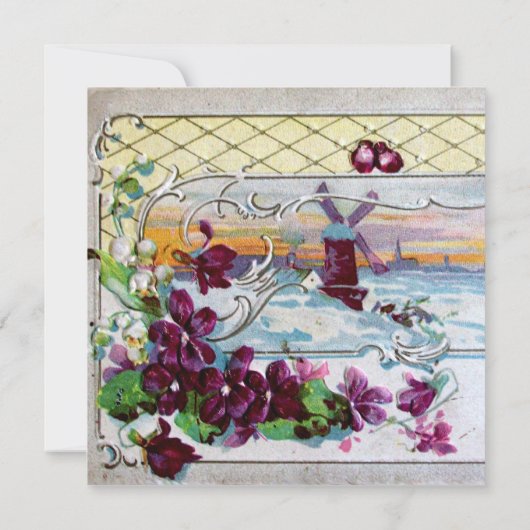 Invitation ROMANTICA 4 MONOGRAMME, Vert (Dos)