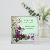 Invitation ROMANTICA 4 MONOGRAMME, Vert (Debout devant)