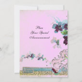 Invitation ROMANTİCA Bleu lilas floral Monogramme de mariage (Dos)