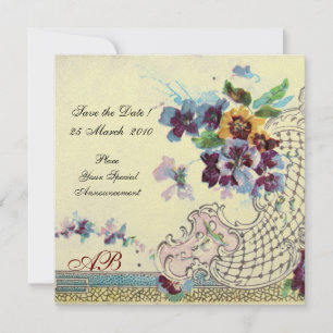 Invitation ROMANTİCA Bleu Rose Blanc Monogramme Floral de Mar