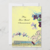 Invitation ROMANTICA Bleu rose Jaune Floral Mariage Monogramm (Dos)