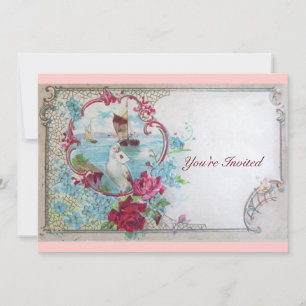Invitation ROMANTICA, Élégante et chic, mariage, rose bleu