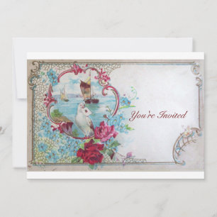 Invitation ROMANTICA, Élégante et chic, mariage, rose bleu