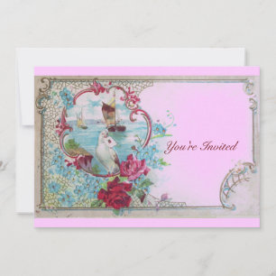 Invitation ROMANTICA, Élégante et Raffinée Mariage, rose bleu