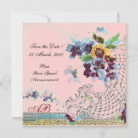 ROMANTICA Floral Pensées Mariage Violet Bleu Rose