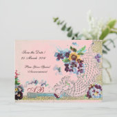 Invitation ROMANTİCA Mariage rose bleu rose (Debout devant)
