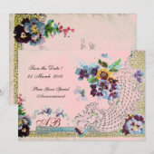 Invitation ROMANTİCA Mariage rose bleu rose (Devant / Derrière)