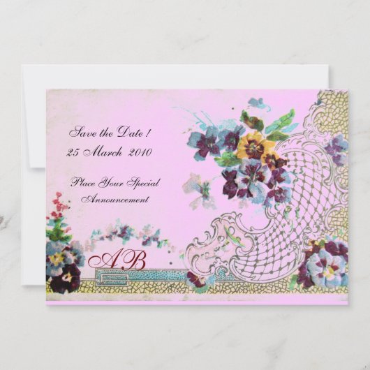 Invitation ROMANTİCA Mariage rose bleu rose (Devant)