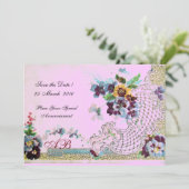 Invitation ROMANTİCA Mariage rose bleu rose (Debout devant)