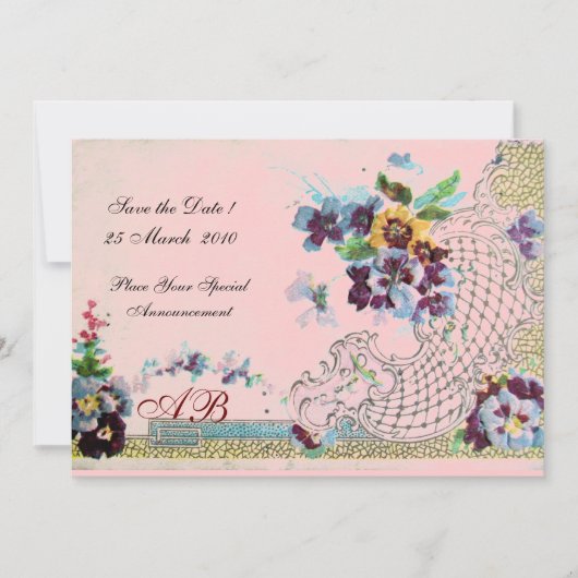 Invitation ROMANTİCA Mariage rose bleu rose (Devant)