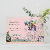 Invitation ROMANTİCA Mariage rose bleu rose (Debout devant)