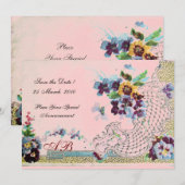 Invitation ROMANTİCA Mariage rose bleu rose (Devant / Derrière)