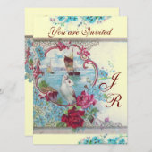 Invitation ROMANTİCA MONOGRAM Blanc Champagne métallisé papi (Devant / Derrière)