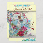 Invitation ROMANTİCA MONOGRAM Champagne Blanc Papier métalliq (Devant / Derrière)