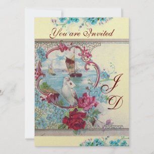 Invitation ROMANTİCA MONOGRAM Champagne Blanc Papier métalliq