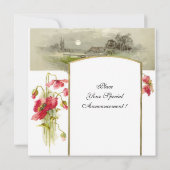 Invitation ROMANTICA MONOGRAM / COQUELICOTS,rouge,vert,blanc (Dos)
