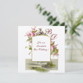 Invitation ROMANTİCA MONOGRAM /CYCLAMENS, champagne vert rose (Debout devant)