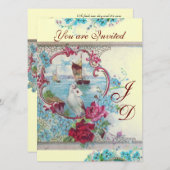 Invitation ROMANTİCA MONOGRAM or papier métallique (Devant / Derrière)