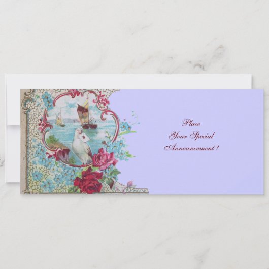 Invitation ROMANTICA  MONOGRAM, rouge blanc bleu rose (Dos)