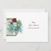 Invitation ROMANTICA  MONOGRAM, rouge blanc bleu rose (Dos)