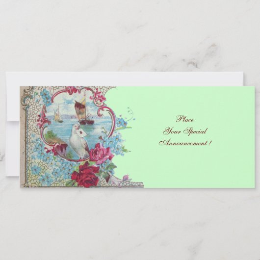 Invitation ROMANTICA  MONOGRAM, rouge blanc bleu rose vert (Dos)