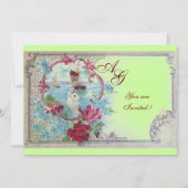 Invitation ROMANTICA MONOGRAM, rouge blanc rose (Devant)