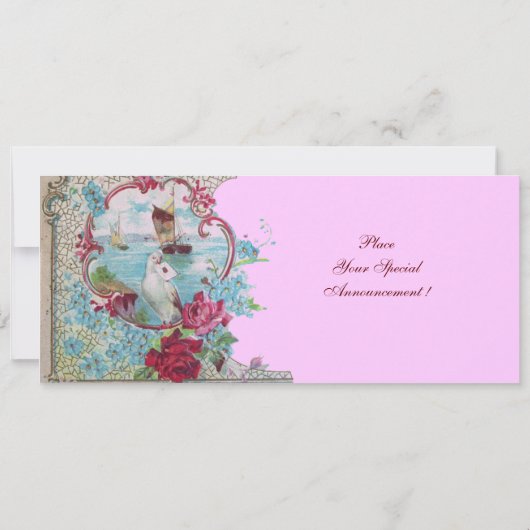 Invitation ROMANTICA MONOGRAM, rouge blanc rose (Dos)