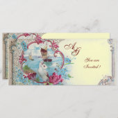 Invitation ROMANTICA  MONOGRAM, rouge bleu rose blanc champag (Devant / Derrière)