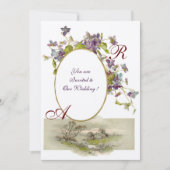 Invitation ROMANTİCA MONOGRAM /VIOLETS, violet vert, champagn (Devant)