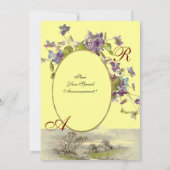 Invitation ROMANTICA MONOGRAM / VIOLETTES, vert violet, jaune (Dos)